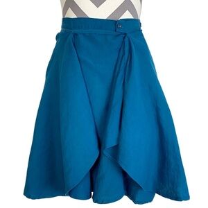 Mais Il Est Ou Le Soleil Linen Skirt Size 38 / 8 / Medium Teal Blue Faux Wrap